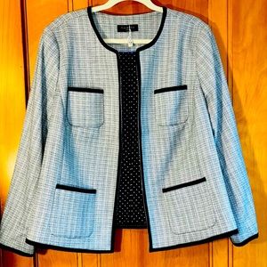 Talbot’s Plus Blazer - Gray/White/Black with Black Trim Size 18 Plus